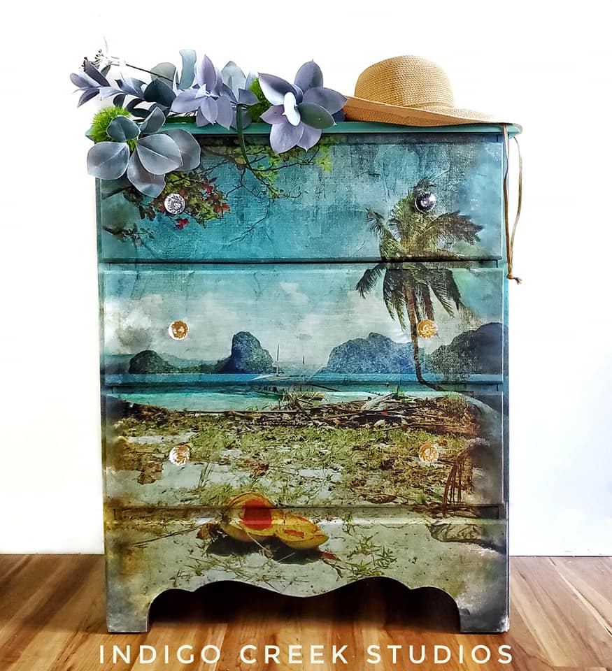 Tropical Beach Mint Decoupage Paper