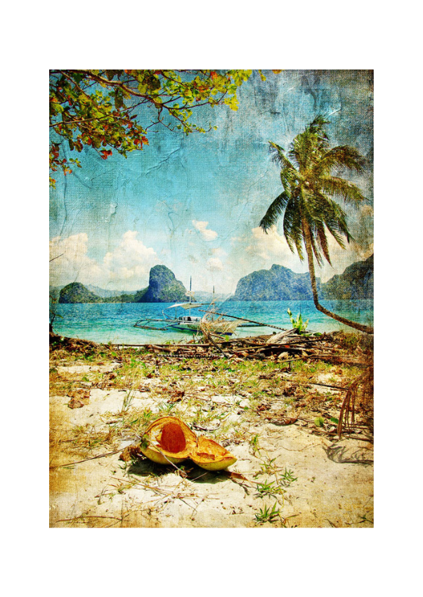 Tropical Beach Mint Decoupage Paper
