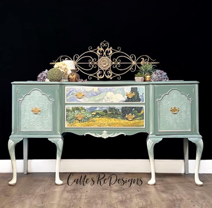 Wheatfields & Cypresses Mint Decoupage Paper