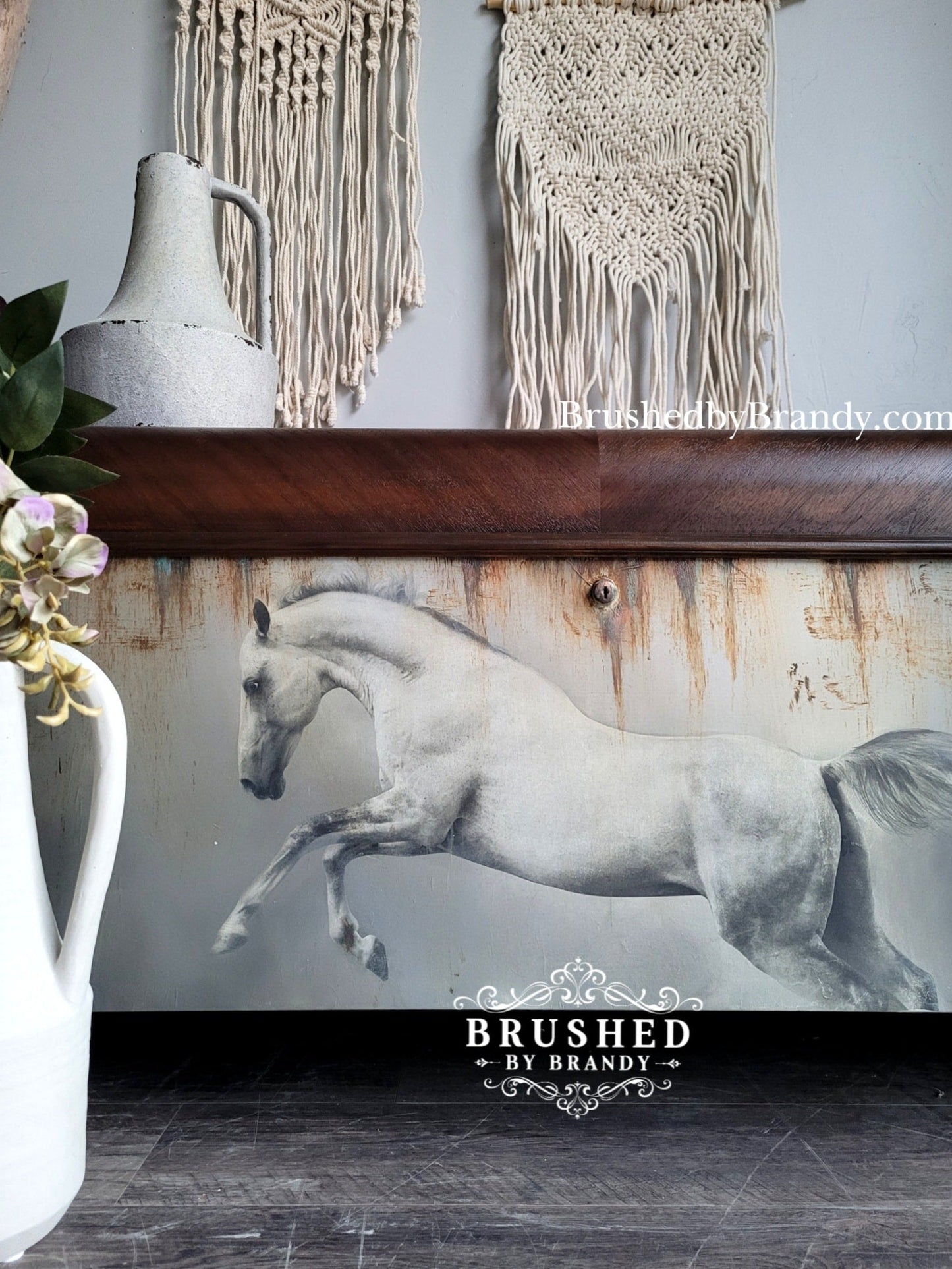 White Horse Mint Decoupage Paper