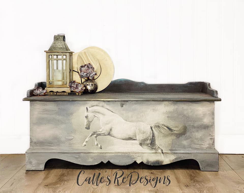 White Horse Mint Decoupage Paper