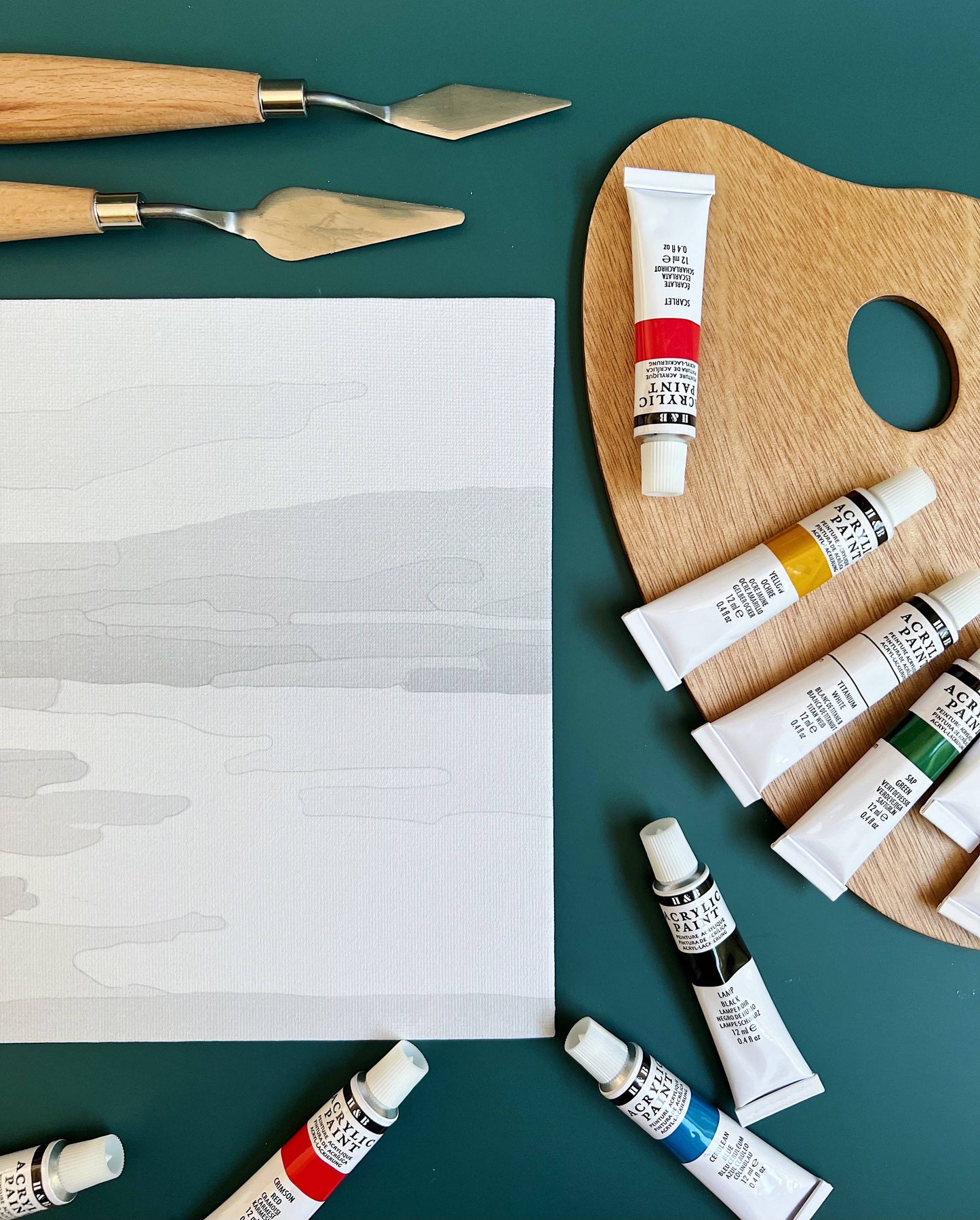 Coastal Cliffs palette knife painting kit