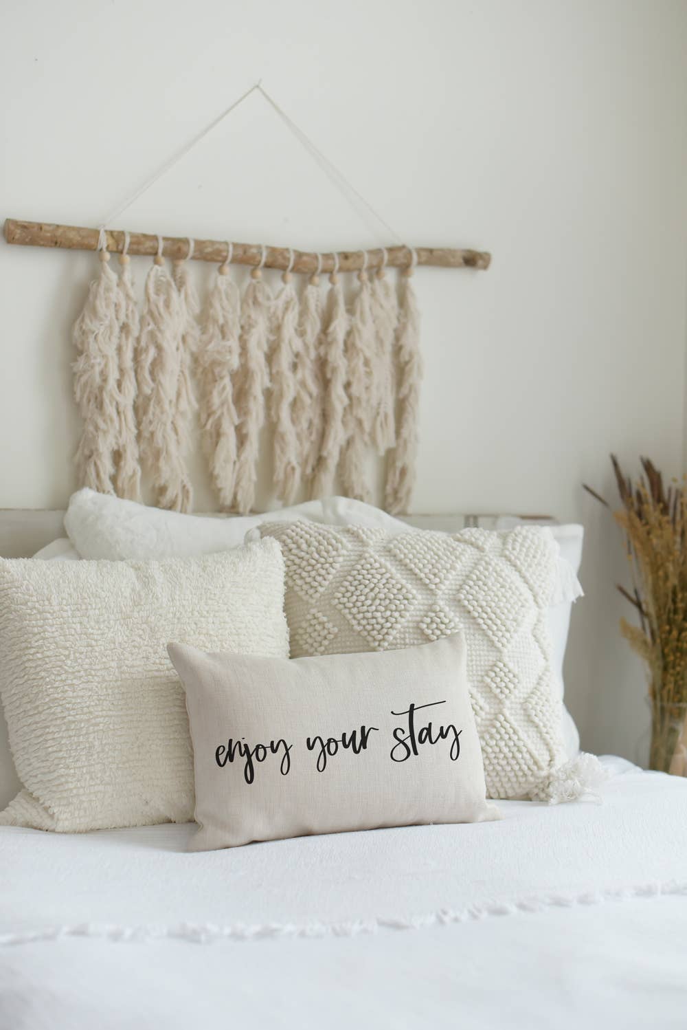 Enjoy Your Stay Pillow Guest Room Throw Pillow