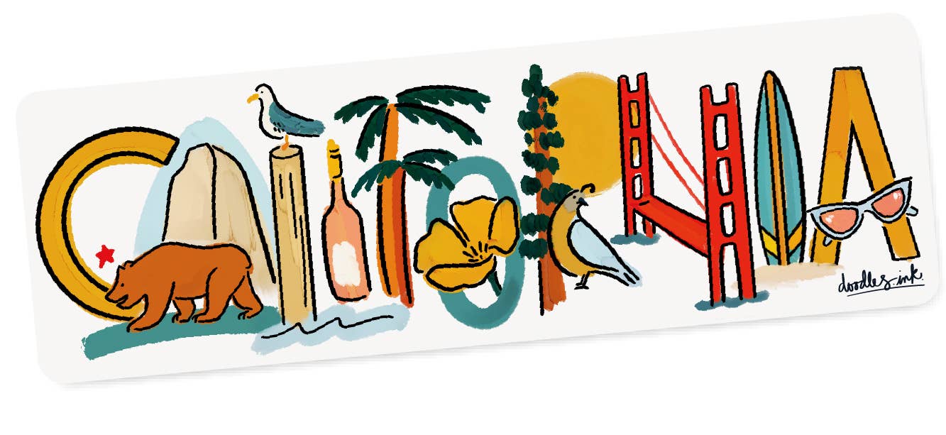 California Landmark Lettering Sticker