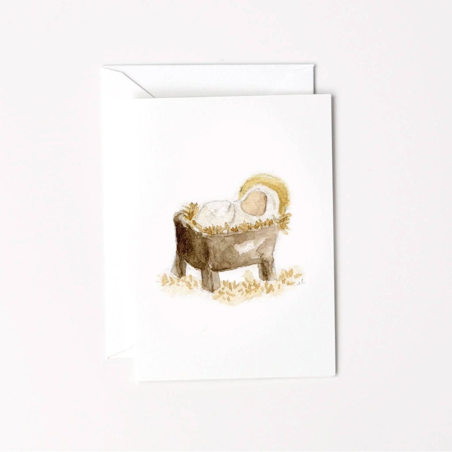 Manger baby Christmas mini notecard