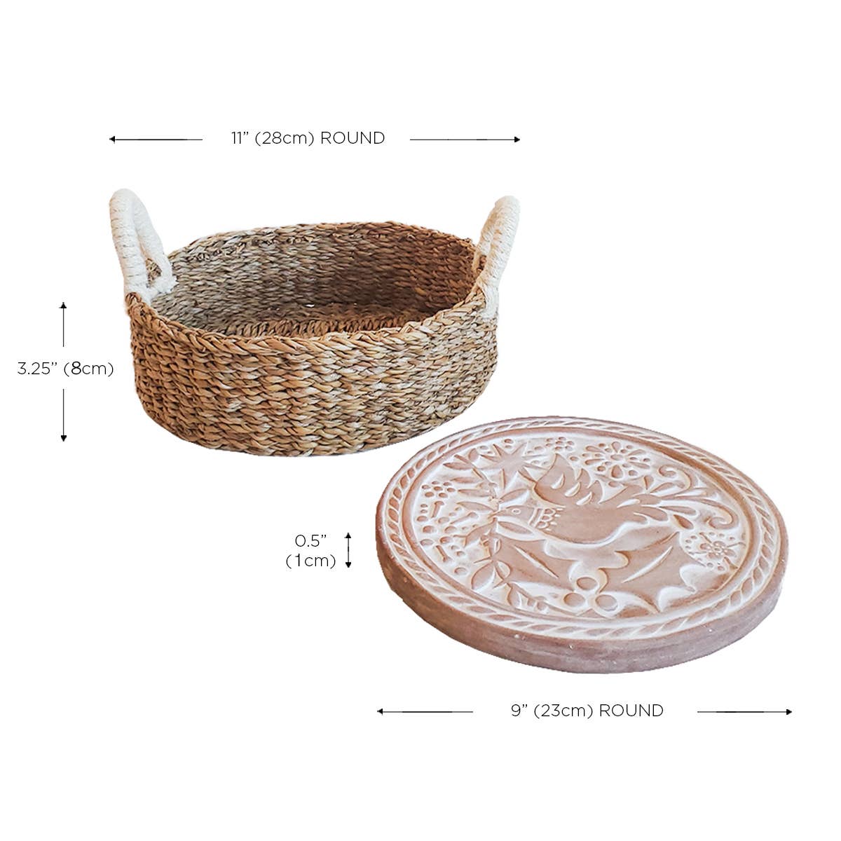 Handmade Bread Warmer & Wicker Basket - Bird Round