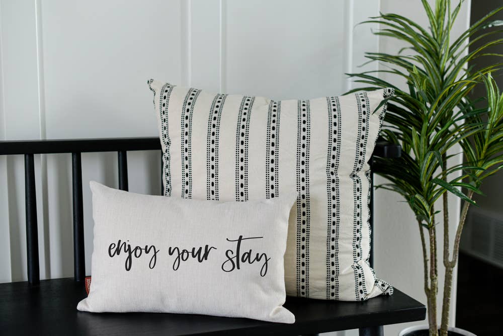 Enjoy Your Stay Pillow Guest Room Throw Pillow