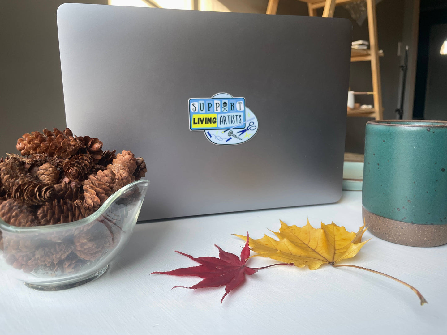 Support Living Artists Sticker Blue