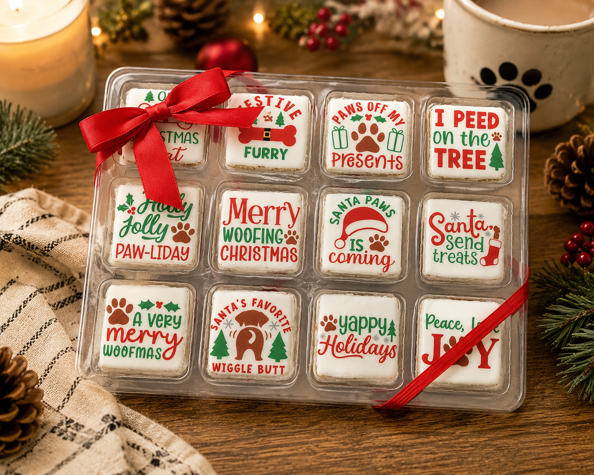 Happy Pawlidays – 24-Piece Holiday Dog Treat Gift Box