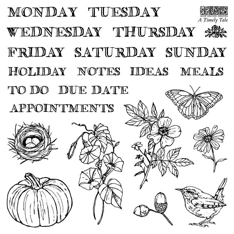 Iron Orchid Design A Timely Tale Mini Stamp Set 6x6