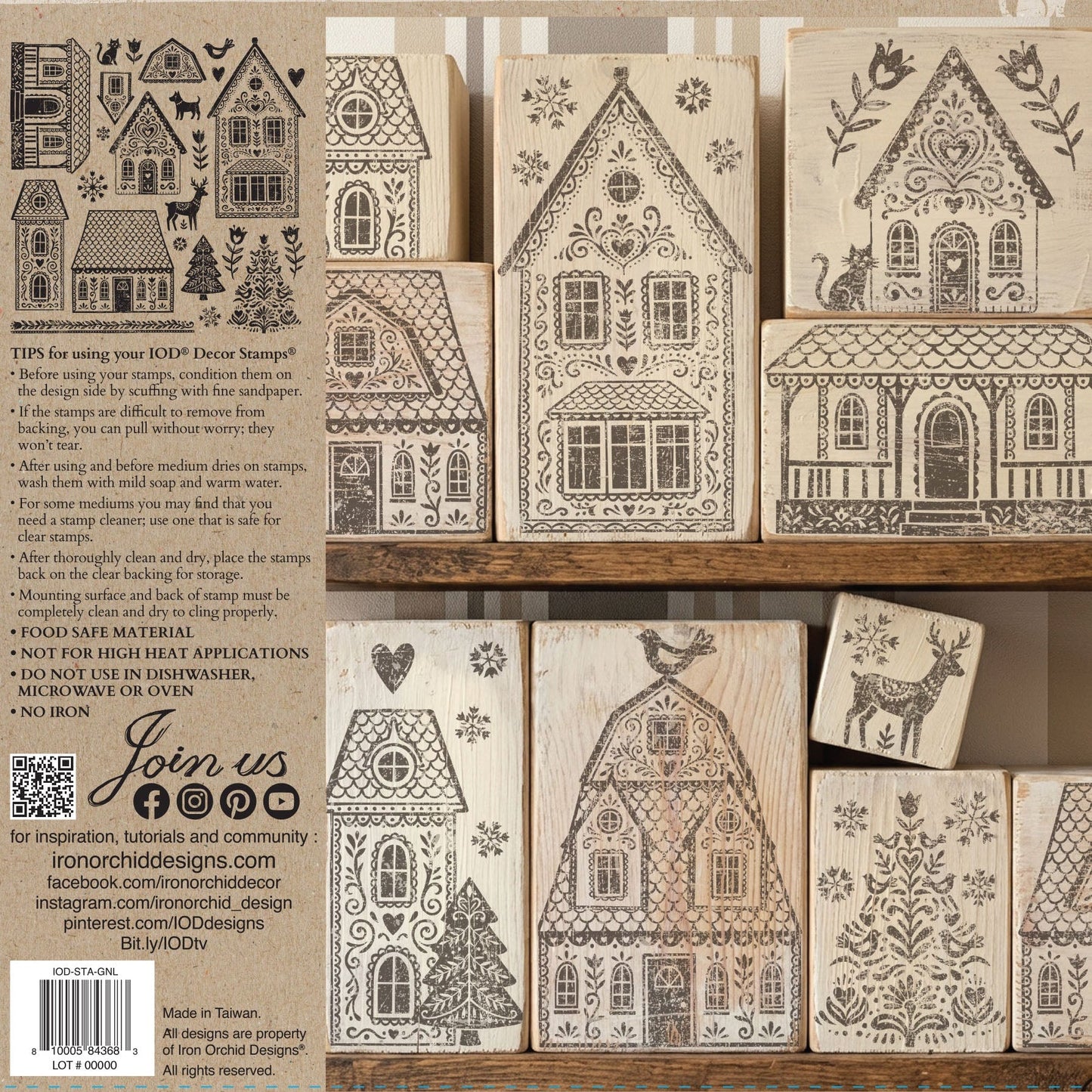 Iron Orchid Design Gingerbread Lane Silicone Stamp 12" x 12"