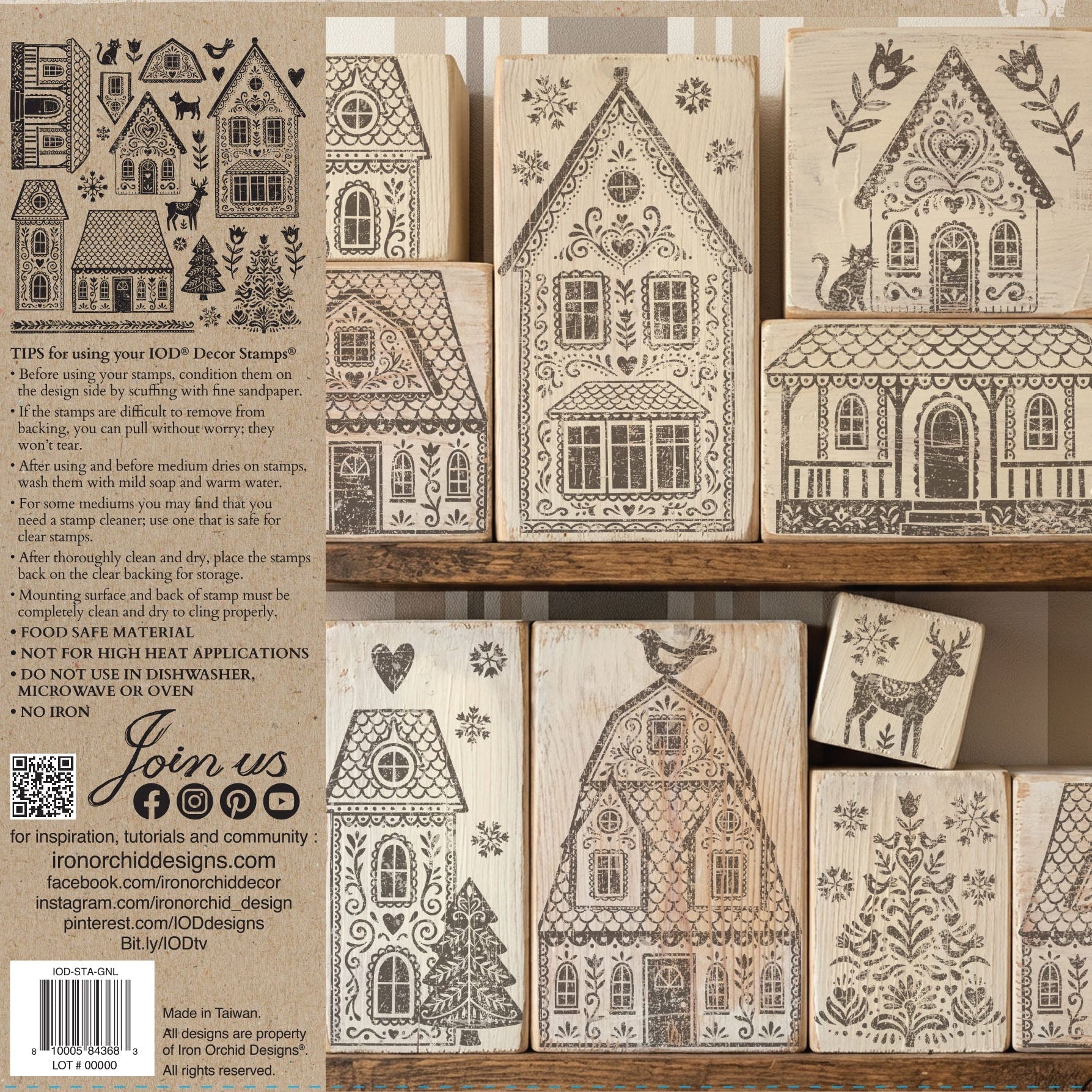Iron Orchid Design Gingerbread Lane Silicone Stamp 12" x 12"