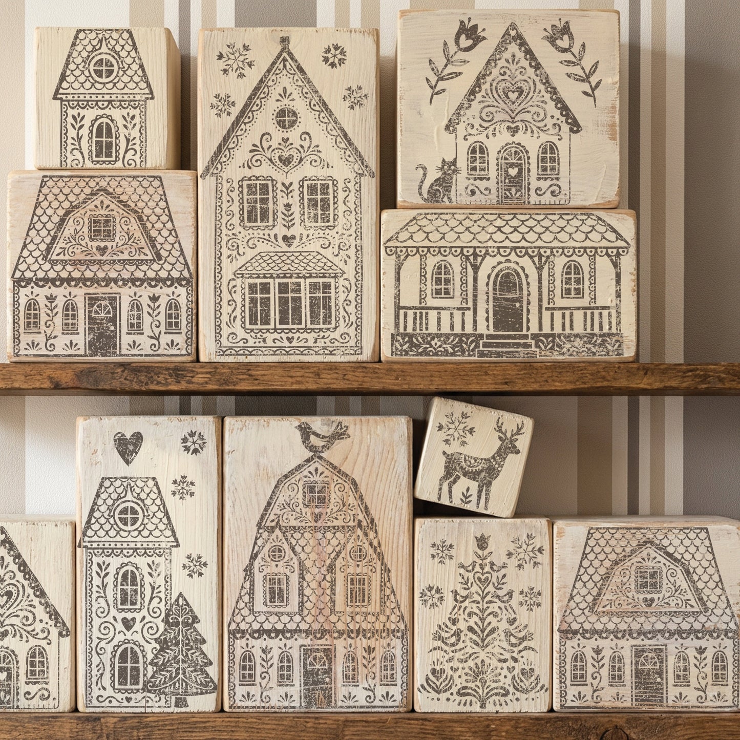 Iron Orchid Design Gingerbread Lane Silicone Stamp 12" x 12"