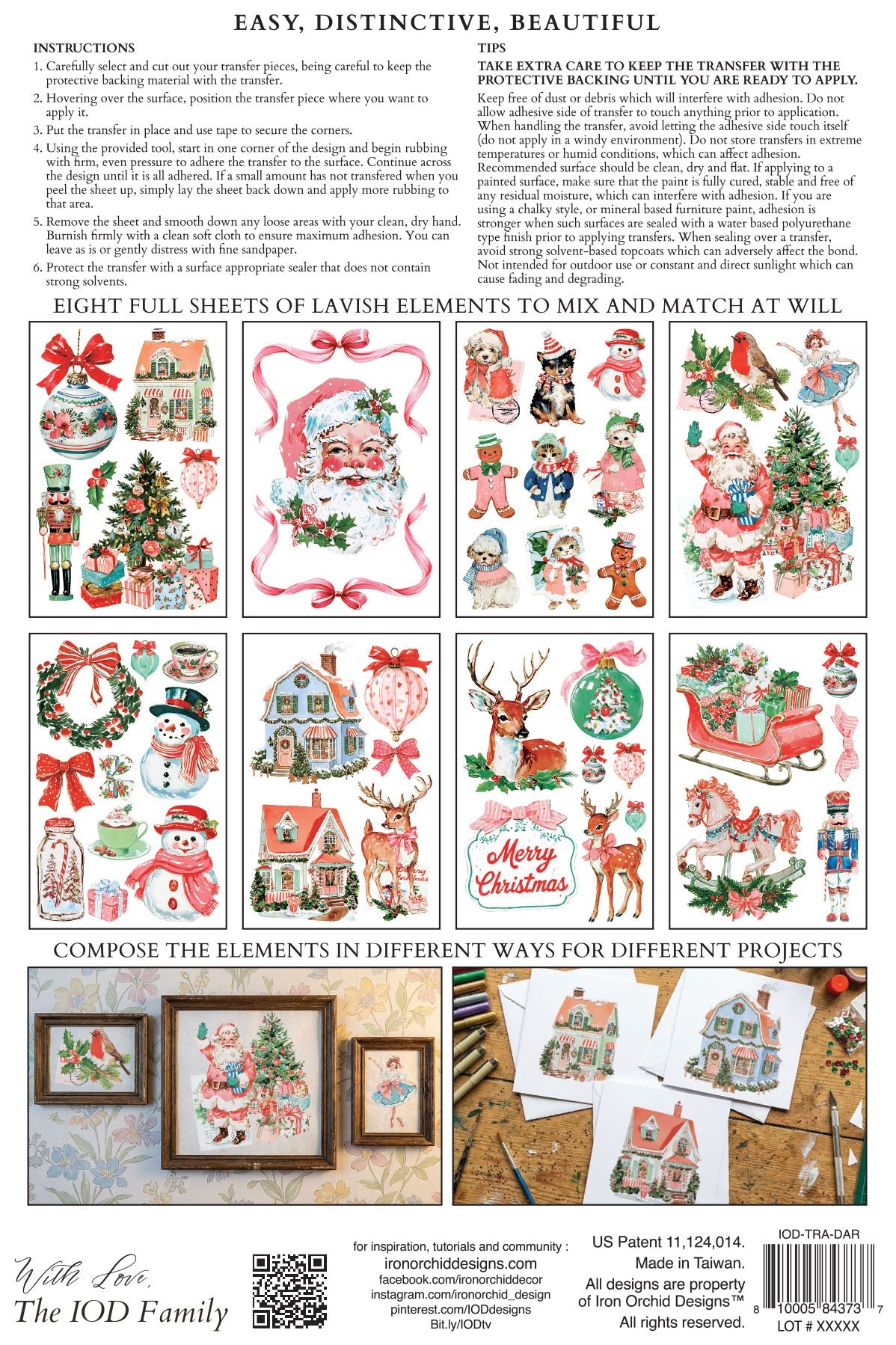 Iron Orchid Design Darling Holiday Transfer Set 8x12 Retro Christmas