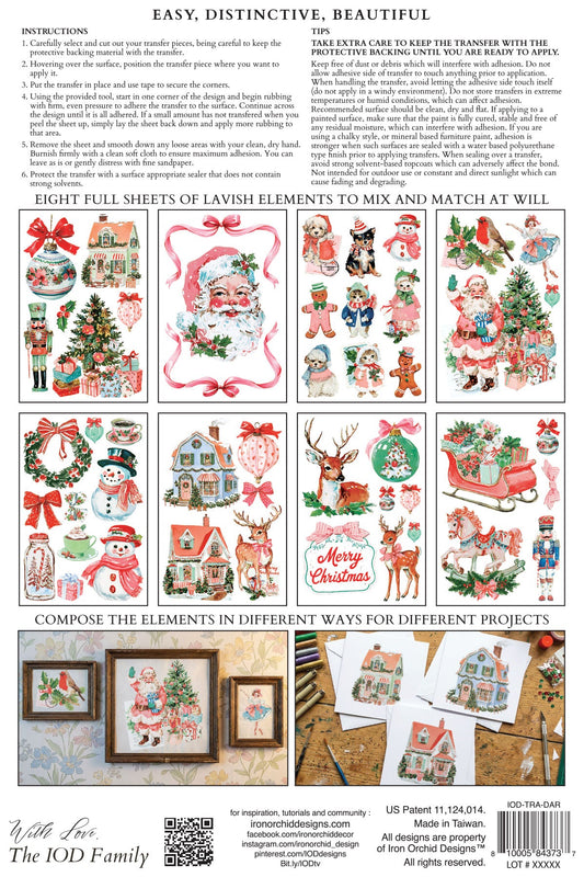 Iron Orchid Design Darling Holiday Transfer Set 8x12 Retro Christmas