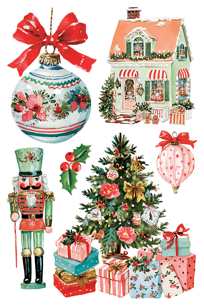 Iron Orchid Design Darling Holiday Transfer Set 8x12 Retro Christmas