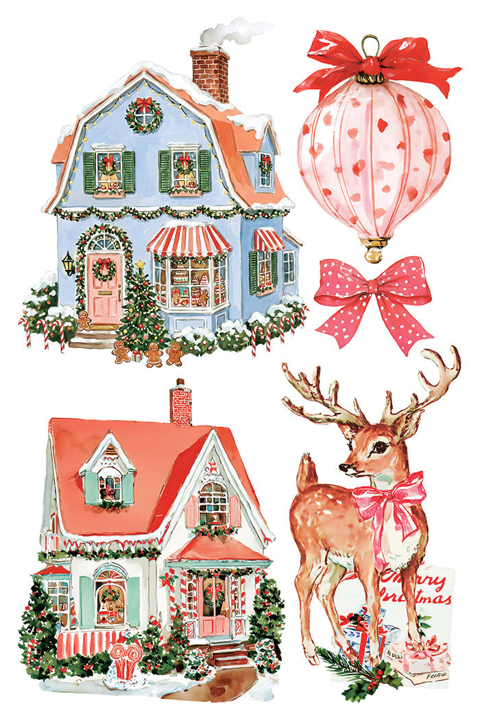 Iron Orchid Design Darling Holiday Transfer Set 8x12 Retro Christmas