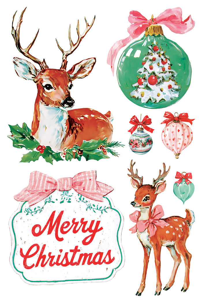 Iron Orchid Design Darling Holiday Transfer Set 8x12 Retro Christmas