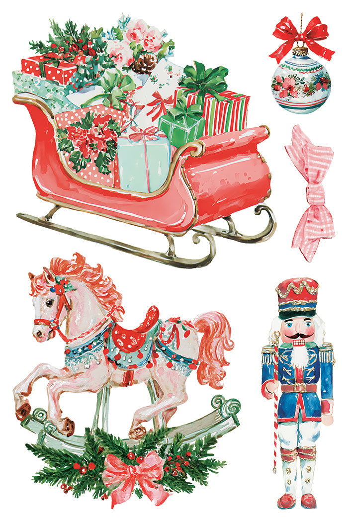 Iron Orchid Design Darling Holiday Transfer Set 8x12 Retro Christmas