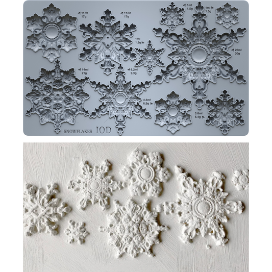 Iron Orchid Design Snowflakes Silicone Mould 6x10