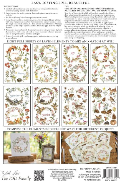 Iron Orchid Designs Bramblewood Diaries Transfer Pad 8"x12" 8 Sheets