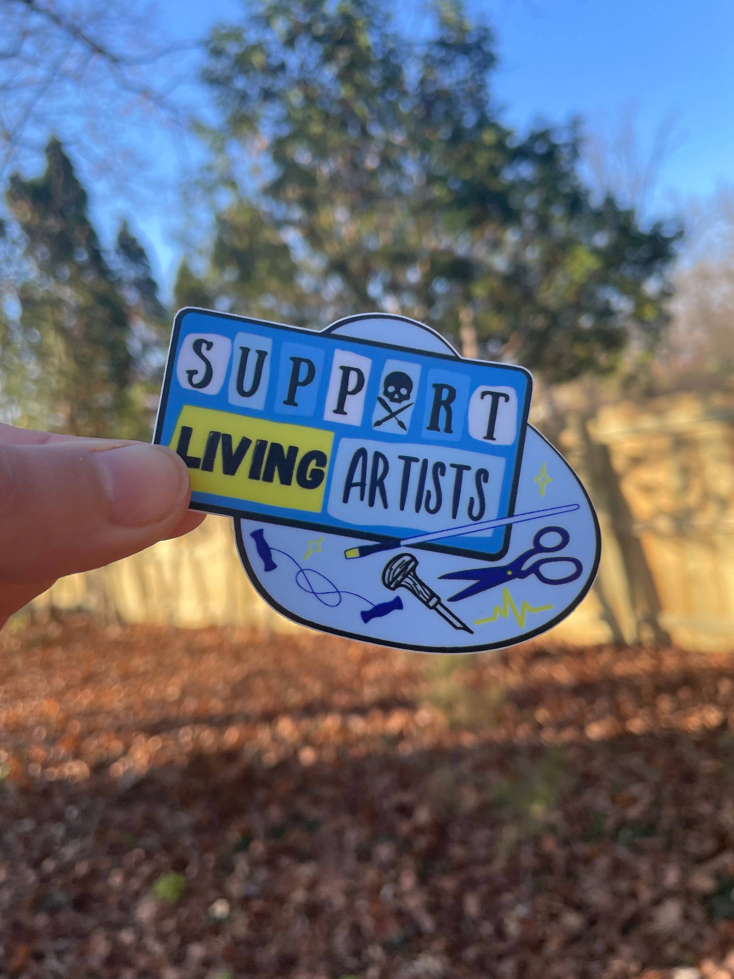 Support Living Artists Sticker Blue