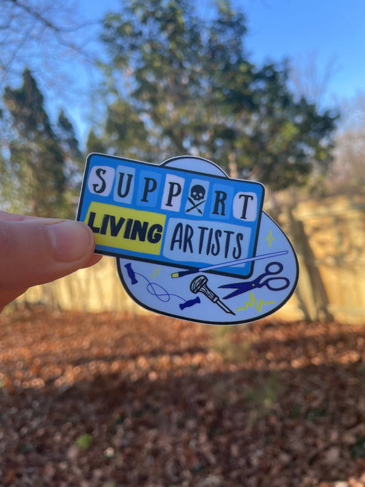 Support Living Artists Sticker Blue