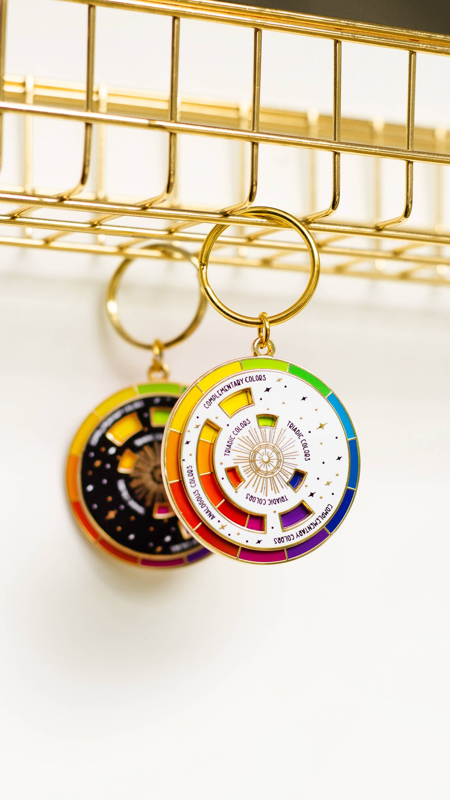 Color Wheel© Enamel Keychain WHITE/GOLD