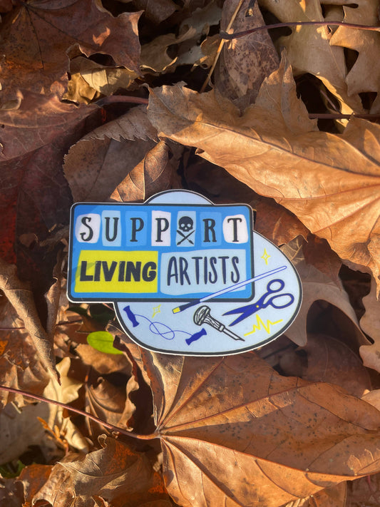 Support Living Artists Sticker Blue