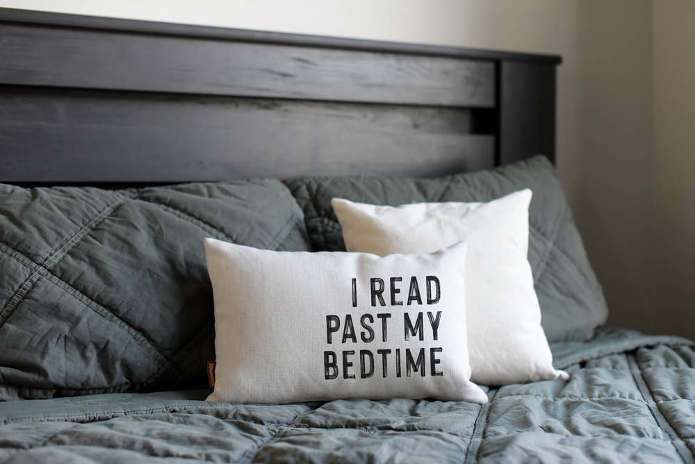 I read past my bedtime pillow, Reading Pillow, Book Pillow