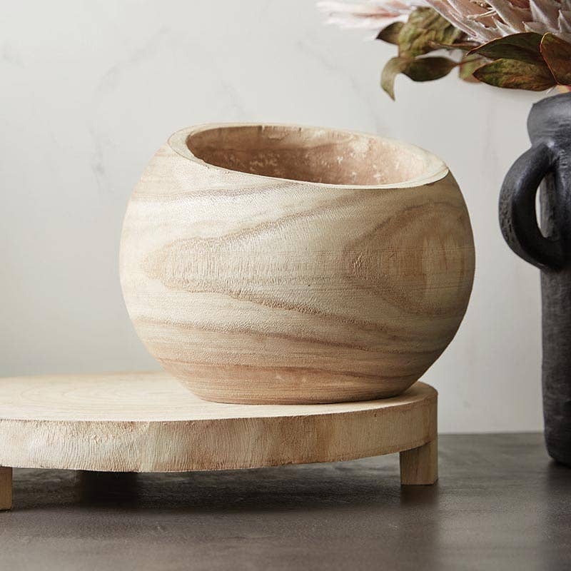 Natural 15" Paulownia Pedestal Tray