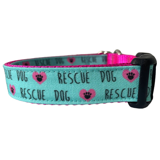 Rescue Dog Collar, Animal Rescue, Fuchsia Nylon