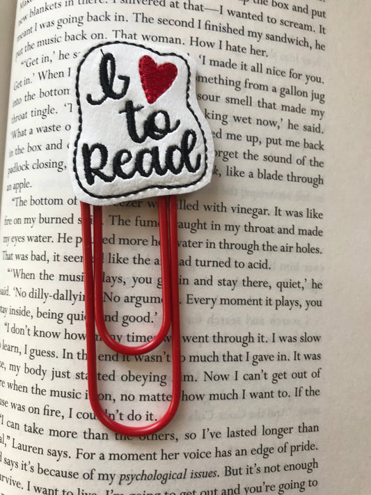 Big paper clip book marks - I love to read