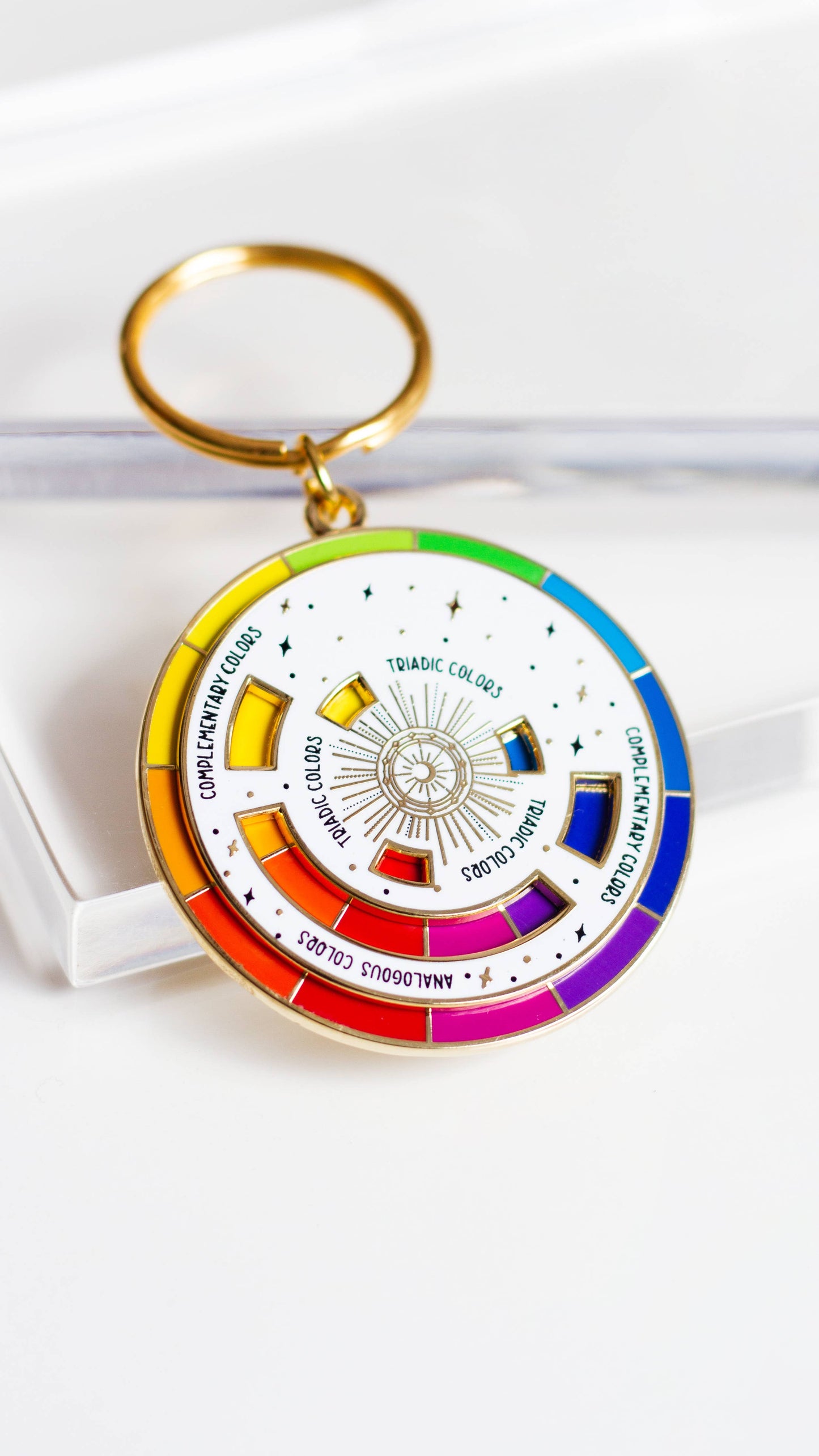 Color Wheel© Enamel Keychain WHITE/GOLD